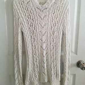 Oneill 100% Cotton Hooded Tunic Sweater in Cream